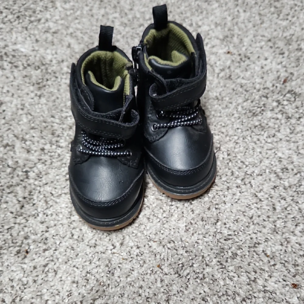 Wonder Nation Combat Black Boots Size 2